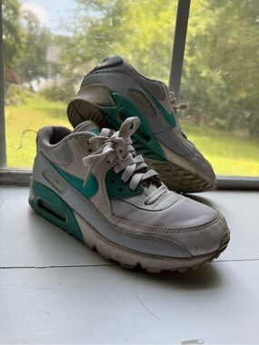 Nike White Sneakers with Teal Accents